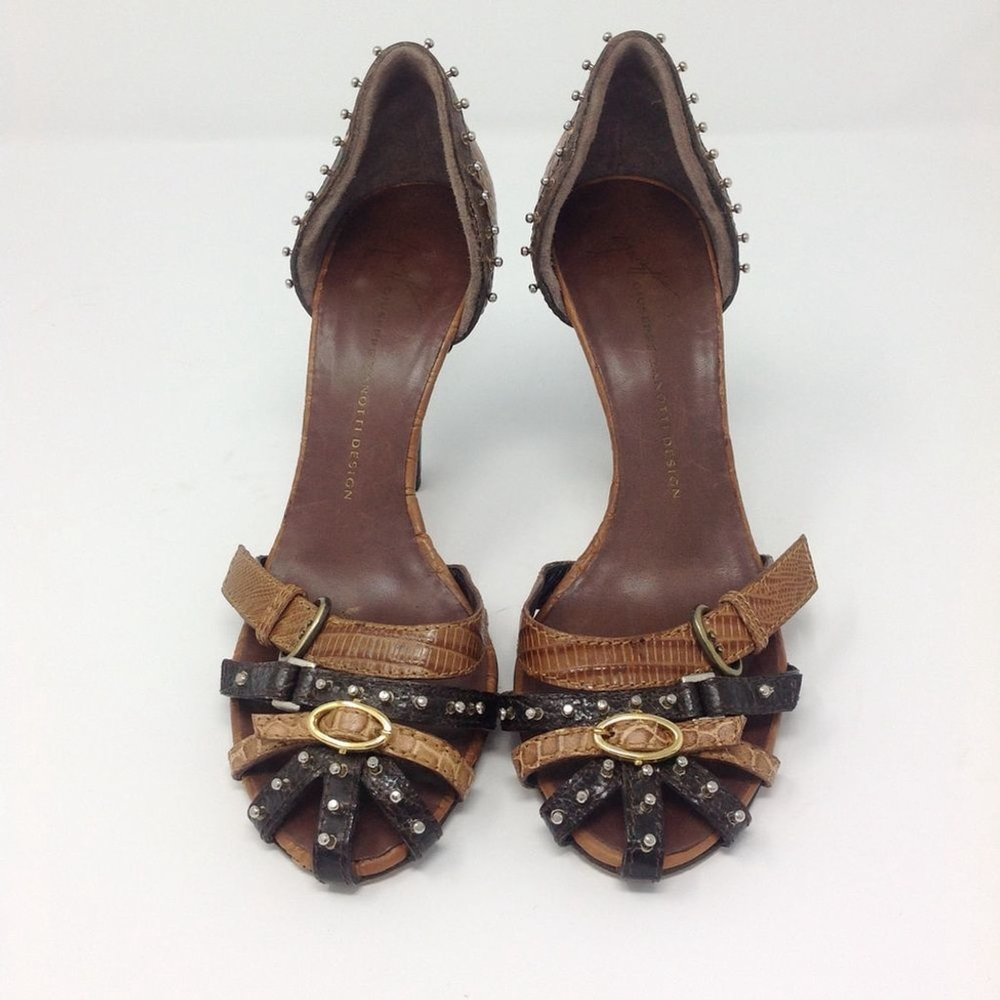 Giuseppe Zanotti Y2K Studded Brown Leather Caged Heeled Sandals 35.5 - Picture 9 of 12